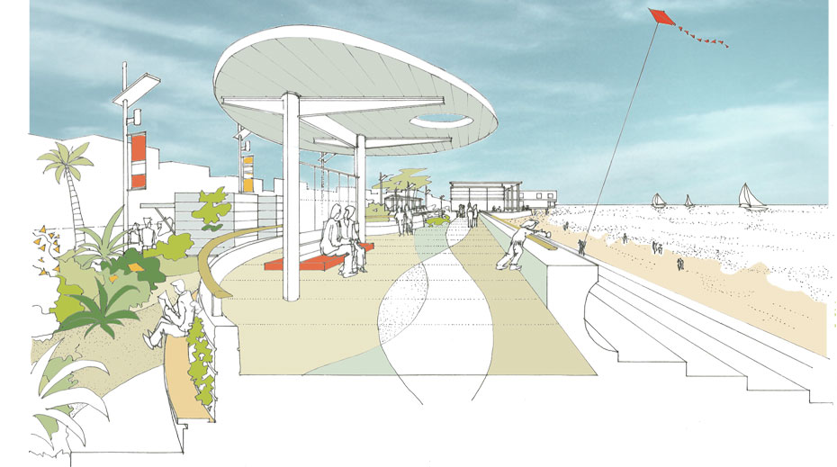 Redcar Seafront Masterplan pier sketch